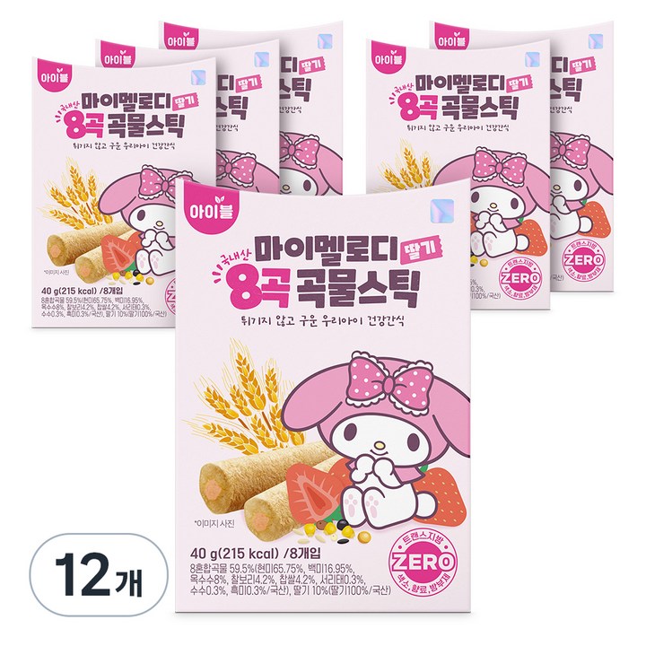 아텍스 마이멜로디 8곡 곡물스틱 크리스피롤 8p, 딸기맛, 40g, 12개