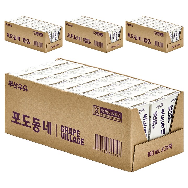 부산우유 포도동네 주스, 96개, 190ml
