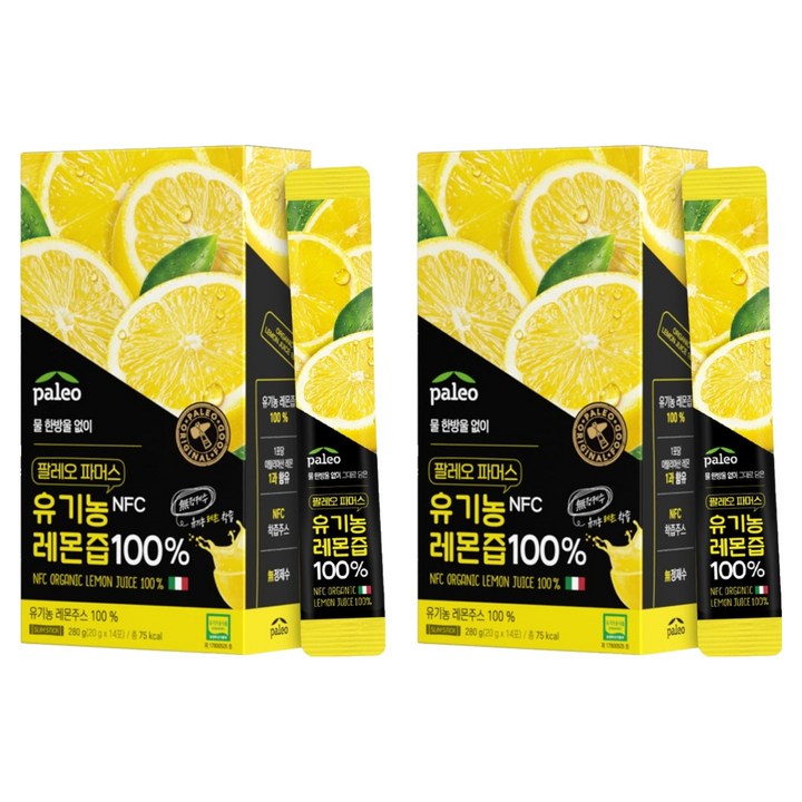 팔레오 파머스 유기농 레몬즙 NFC 원액 스틱 14p, 280g, 2개