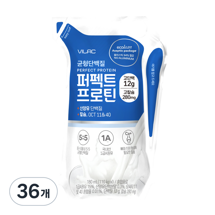 비락 균형 단백질 퍼펙트 프로틴, 180ml, 36개, 36개