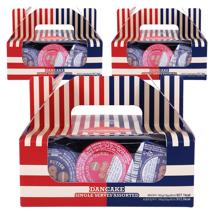댄케이크 싱글서브 버터쿠키 9p + 초콜릿칩쿠키 9p, 342g, 3세트