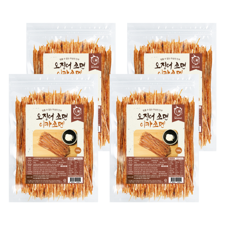 해야미 이카소멘 오징어소면, 100g, 4개