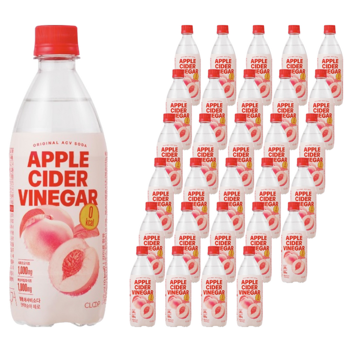 클룹 애사비소다 신비복숭아 제로 탄산음료, 30개, 500ml