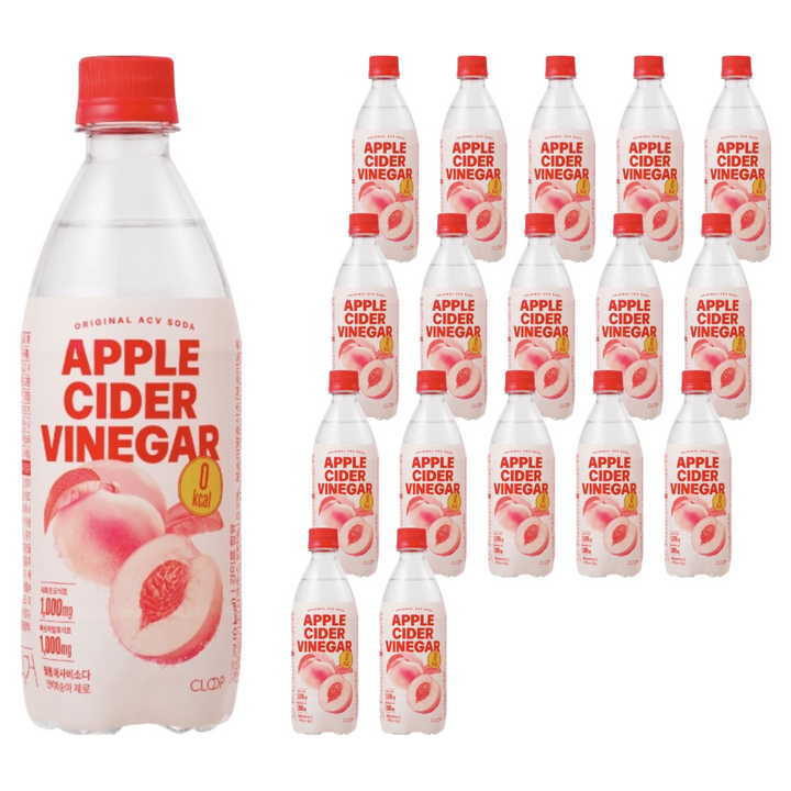 클룹 애사비소다 신비복숭아 제로 탄산음료, 18개, 500ml