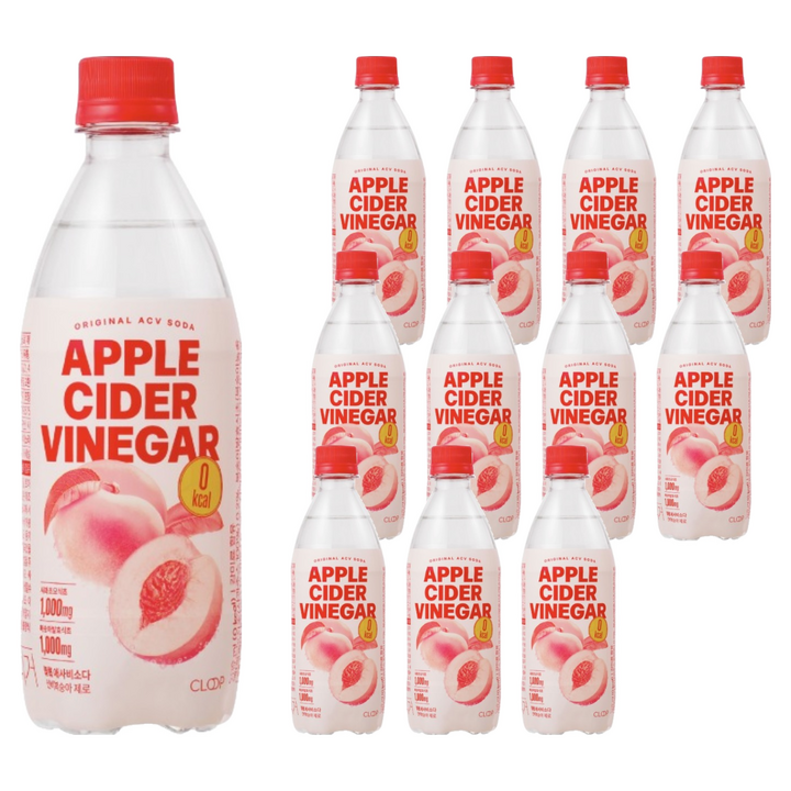 클룹 애사비소다 신비복숭아 제로 탄산음료, 12개, 500ml