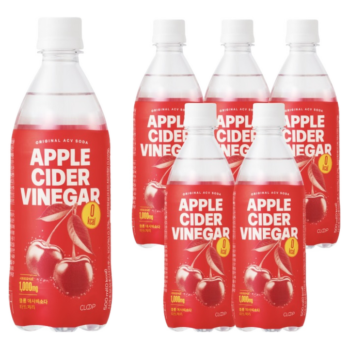 클룹 애사비소다 타트체리 탄산음료, 500ml, 6개