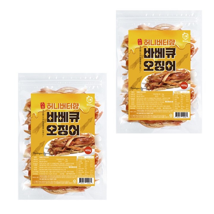 해야미 바베큐 조미오징어 허니버터향, 400g, 2개