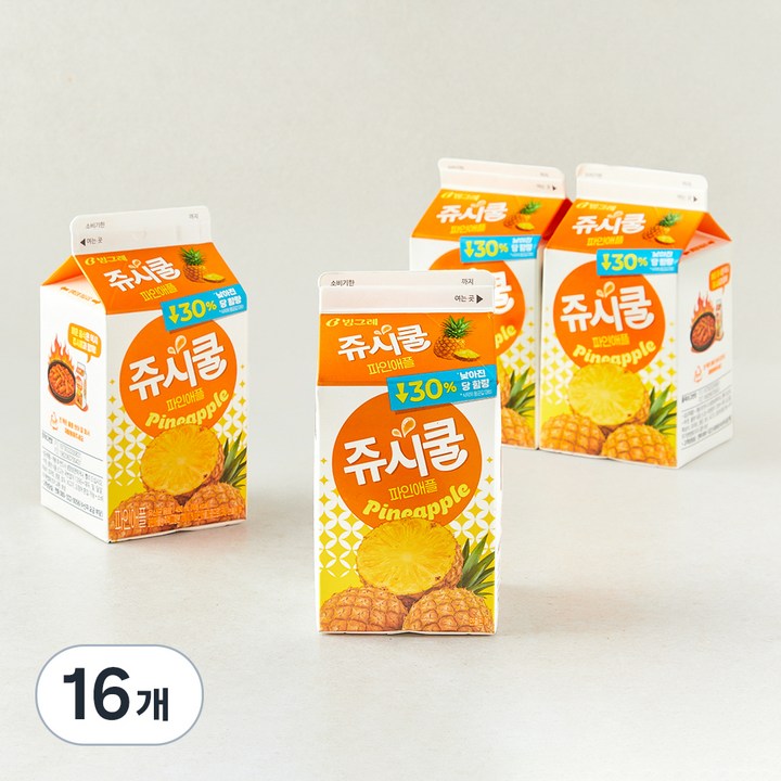 빙그레 쥬시쿨 파인애플, 16개, 450ml