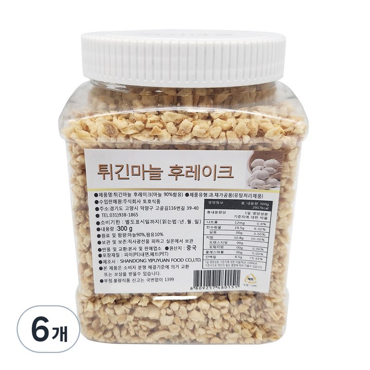 토호식품 튀긴 마늘 후레이크, 300g, 6개