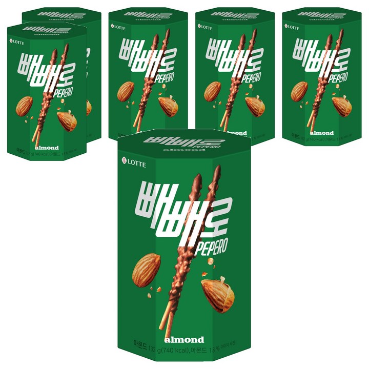 빼빼로 아몬드, 132g, 6개