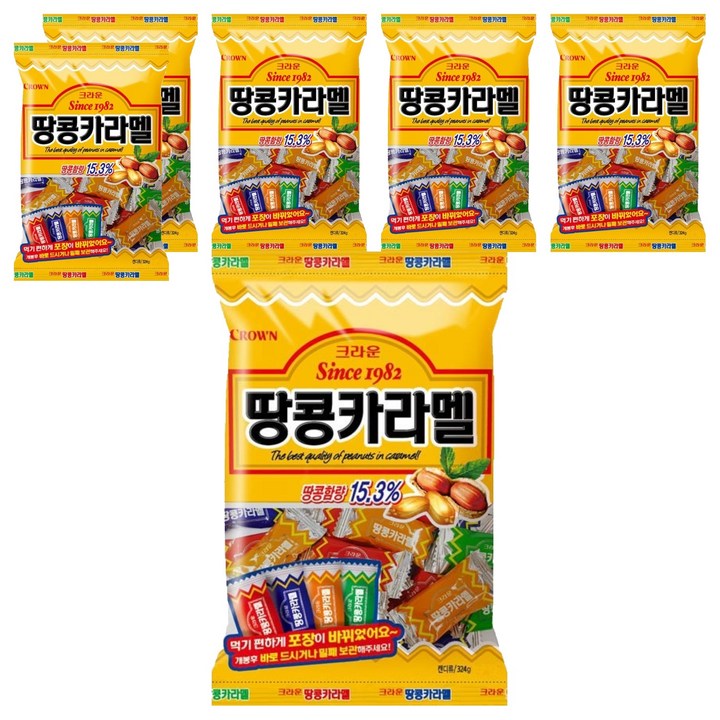 크라운 땅콩카라멜, 324g, 6개