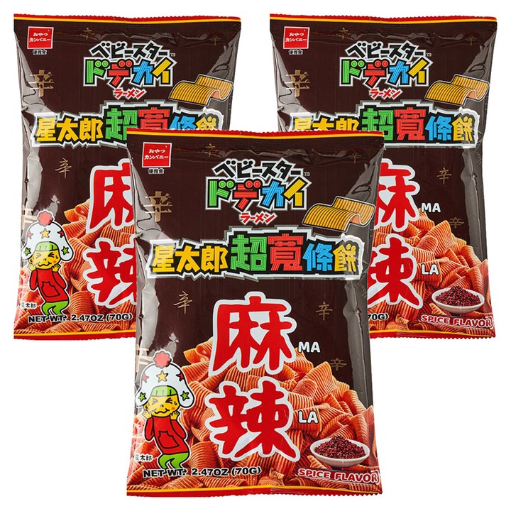 베이비스타 도데카이 라면과자 마라향, 70g, 3개
