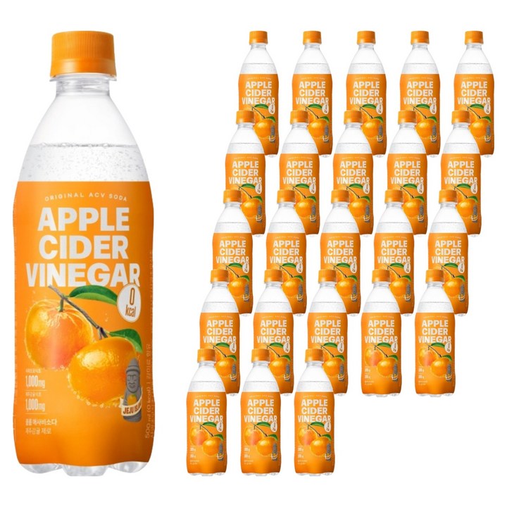 클룹 애사비소다 제주감귤 제로음료, 500ml, 24개