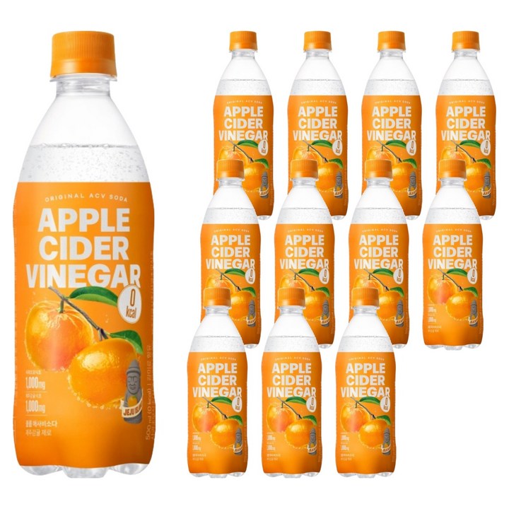 클룹 애사비소다 제주감귤 제로 탄산음료, 500ml, 12개