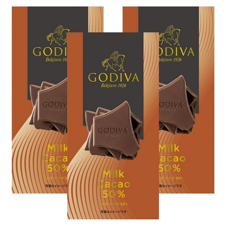 고디바 태블릿 밀크 카카오 50% 초콜릿, 50g, 3개