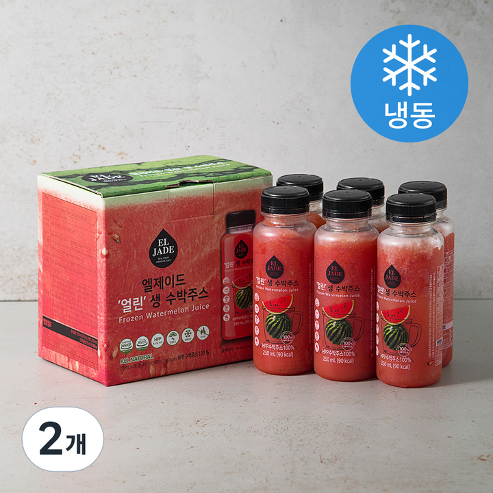 엘제이드 무가당 얼린 생 수박주스 6개입 (냉동), 250ml, 12개