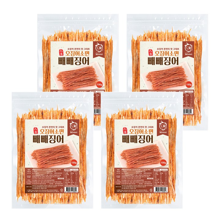 해야미 빼빼징어 오징어소면, 100g, 4개
