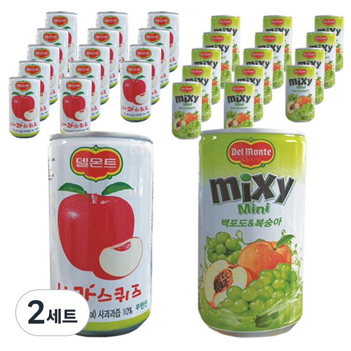 델몬트 사과 스퀴즈 175ml x 15p + 믹시미니 백포도 & 복숭아 175ml x 15p, 2세트