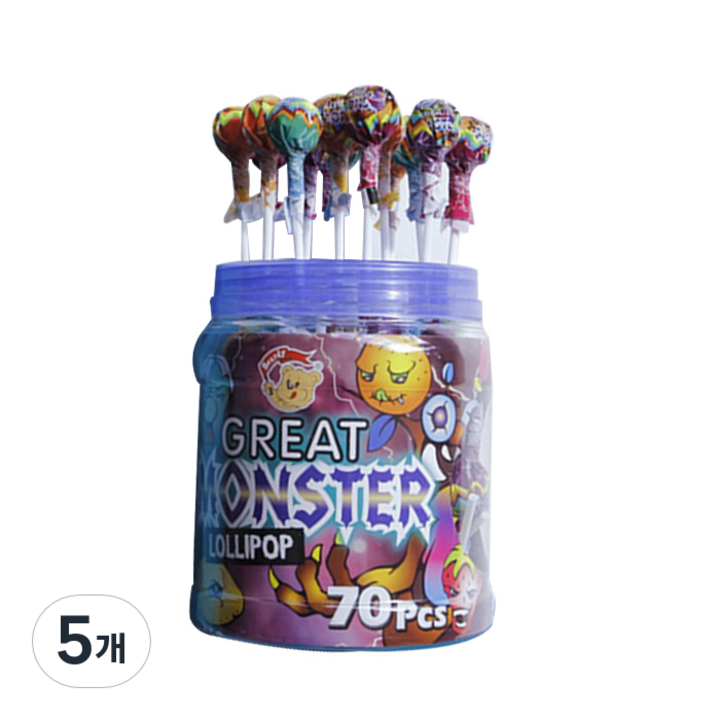 YLF 그레이트 몬스터 막대사탕 70p, 5개