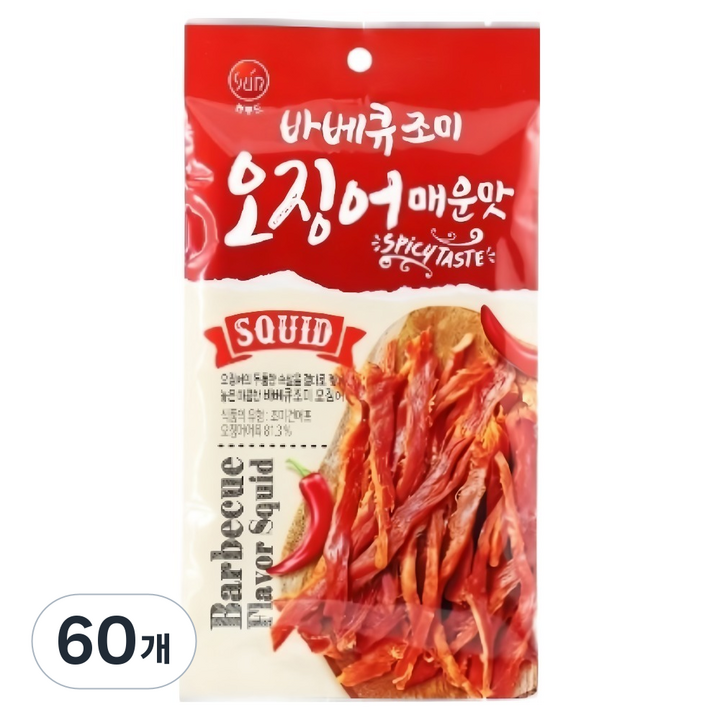 썬푸드 바베큐 조미오징어 매운맛, 30g, 60개