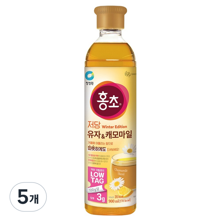 홍초 저당 유자 앤 캐모마일, 900ml, 5개