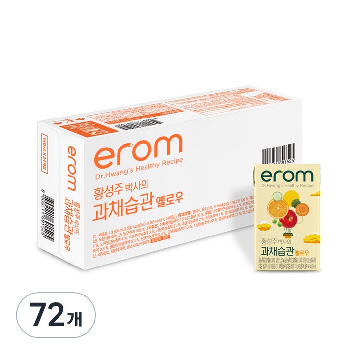 이롬 황성주 과채습관 옐로, 140ml, 72개