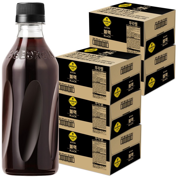 조지아 블랙 무라벨 커피, 370ml, 100개