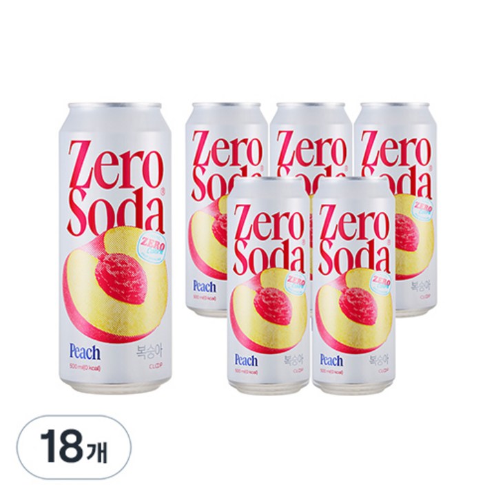 클룹 제로소다 복숭아, 500ml, 18개