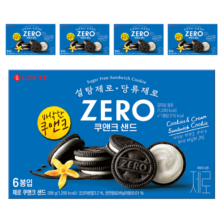 롯데제로 쿠앤크 샌드, 288g, 5개