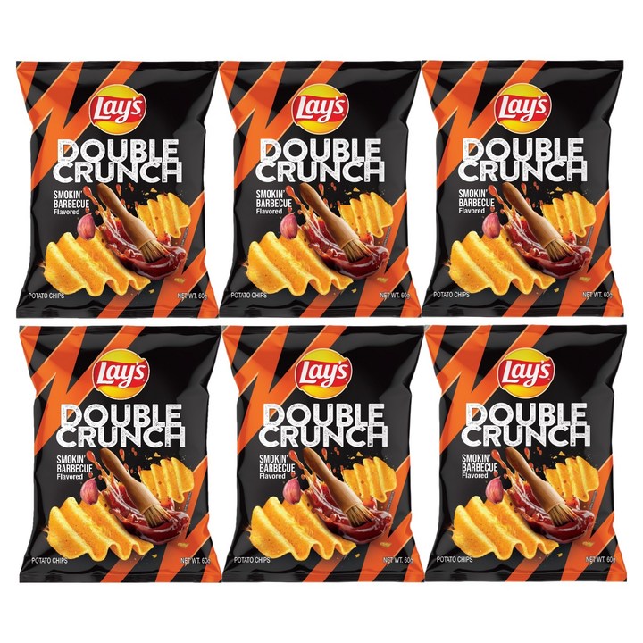 레이즈 더블 크런치 바베큐향 감자칩, 60g, 6개