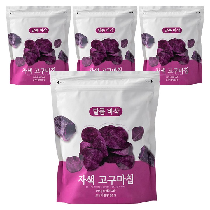 자색 고구마칩, 195g, 4개