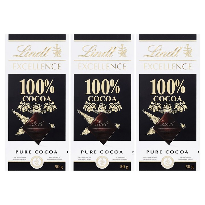 린트 엑설런스 100% 다크 초콜릿, 50g, 3개