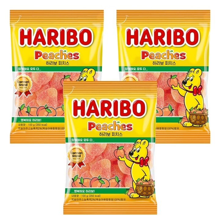 하리보 피치스 젤리, 100g, 3개