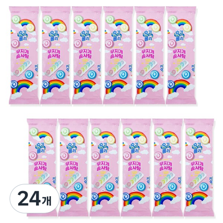 마카롱 닮은 슈가롤리 무지개 솜사탕, 12g, 24개