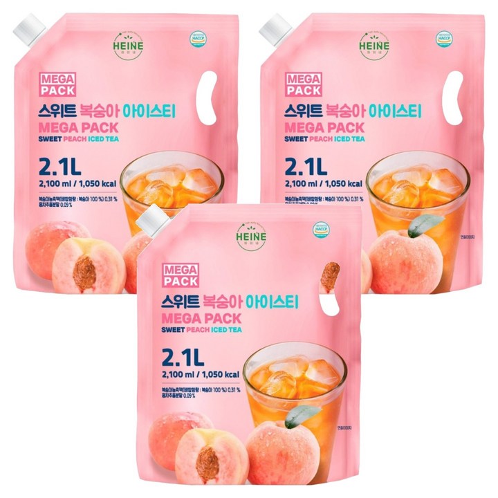 하이네 메가팩 스위트 복숭아 아이스티, 3개, 2.1L