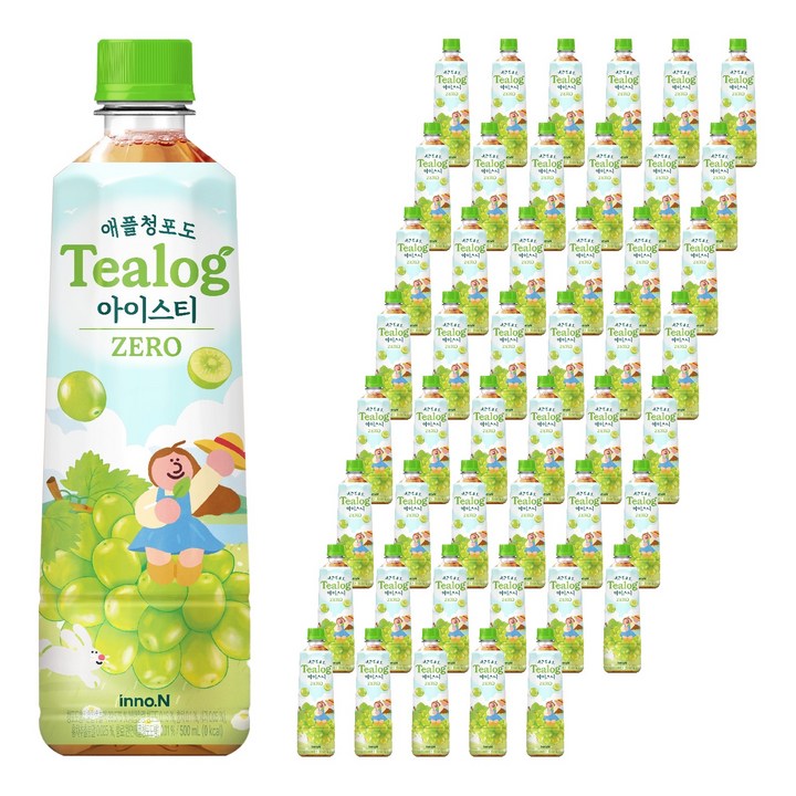 티로그 제로 애플청포도 아이스티, 48개, 500ml