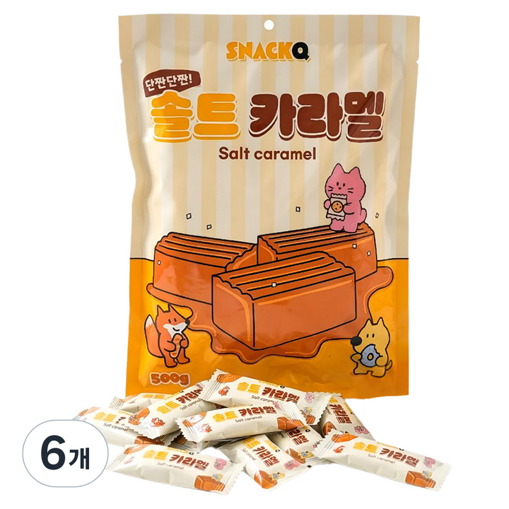 스낵큐 소금 카라멜 80p, 6개, 500g