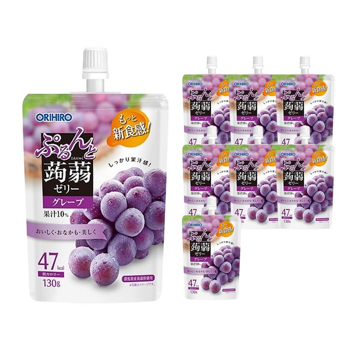 오리히로 푸룬또 곤약젤리 포도맛, 130g, 8개