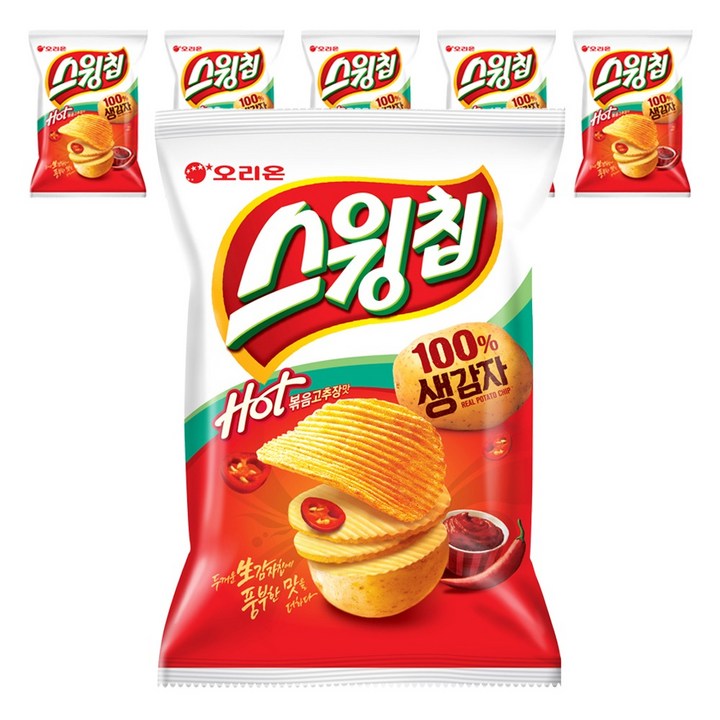 오리온 스윙칩 볶음고추장맛, 60g, 6개
