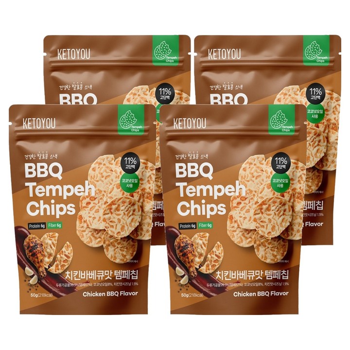 키토유 템페칩 치킨바베큐맛, 4개, 50g