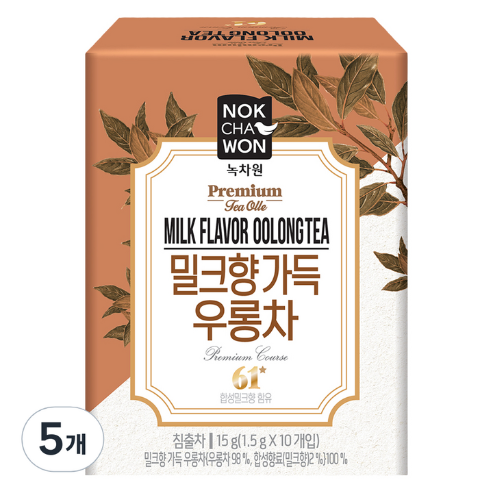 녹차원 밀크향가득 우롱차, 1.5g, 10개입, 5개