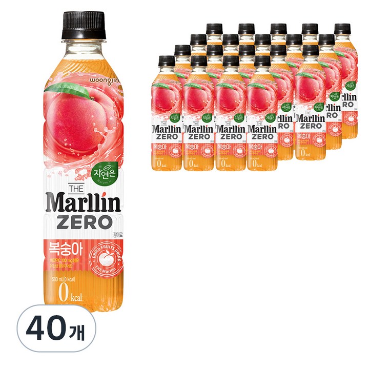 자연은 더말린 제로 복숭아 음료, 500ml, 40개
