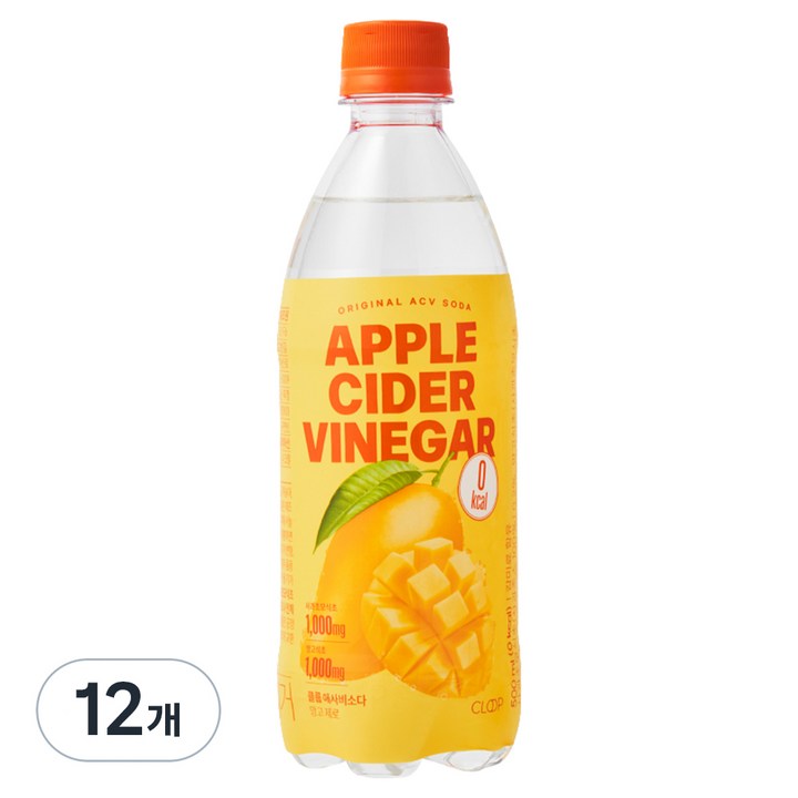 클룹 애사비소다 망고 제로 탄산음료, 12개, 500ml