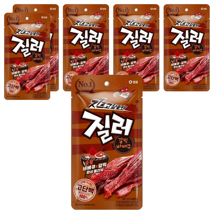 샘표 질러 갈릭바베큐 육포, 30g, 6개
