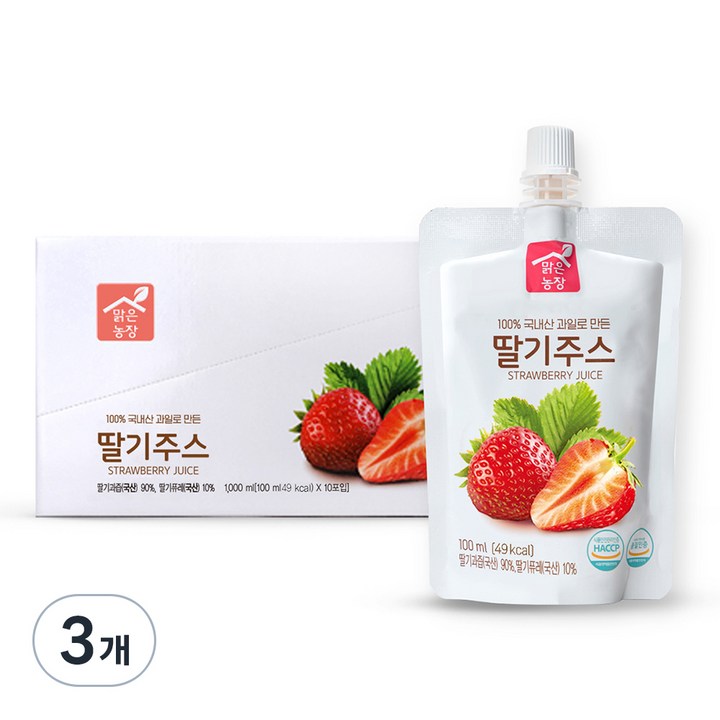 맑은농장 딸기주스, 100ml, 30개
