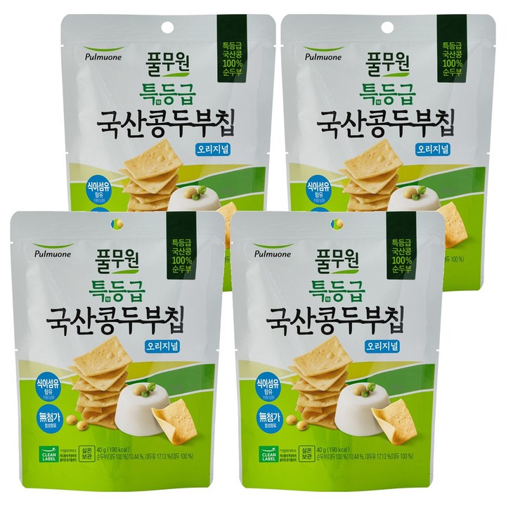 풀무원 특등급 콩 두부칩 오리지널, 40g, 4개