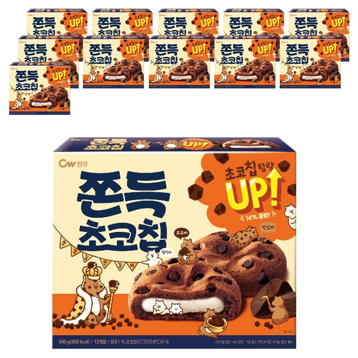 청우식품 쫀득초코칩, 240g, 12개