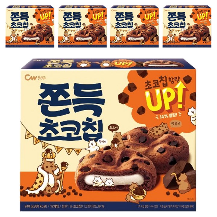 청우식품 쫀득초코칩, 240g, 5개