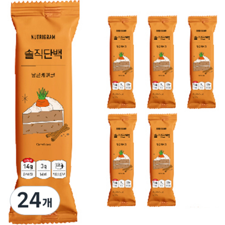 뉴트리그램 솔직단백 당근케이크 프로틴바, 24개, 45g