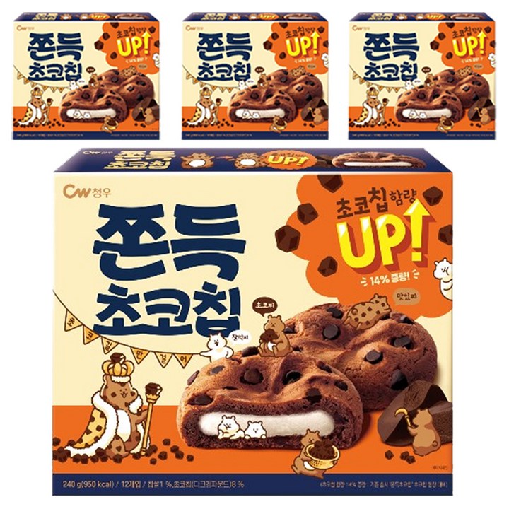 청우식품 쫀득초코칩, 240g, 4개